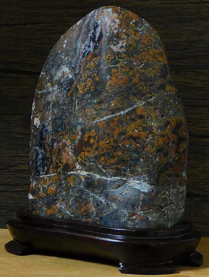 桜石 1.4kg 根尾谷 孔雀石 菊花石 水石 鑑賞石 自然石 原石 紋石 水石-